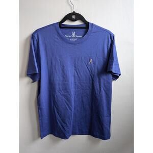 Psycho Bunny Shirt Mens Large Blue Pima Cotton Skull Bunny Logo Crew Neck Tee